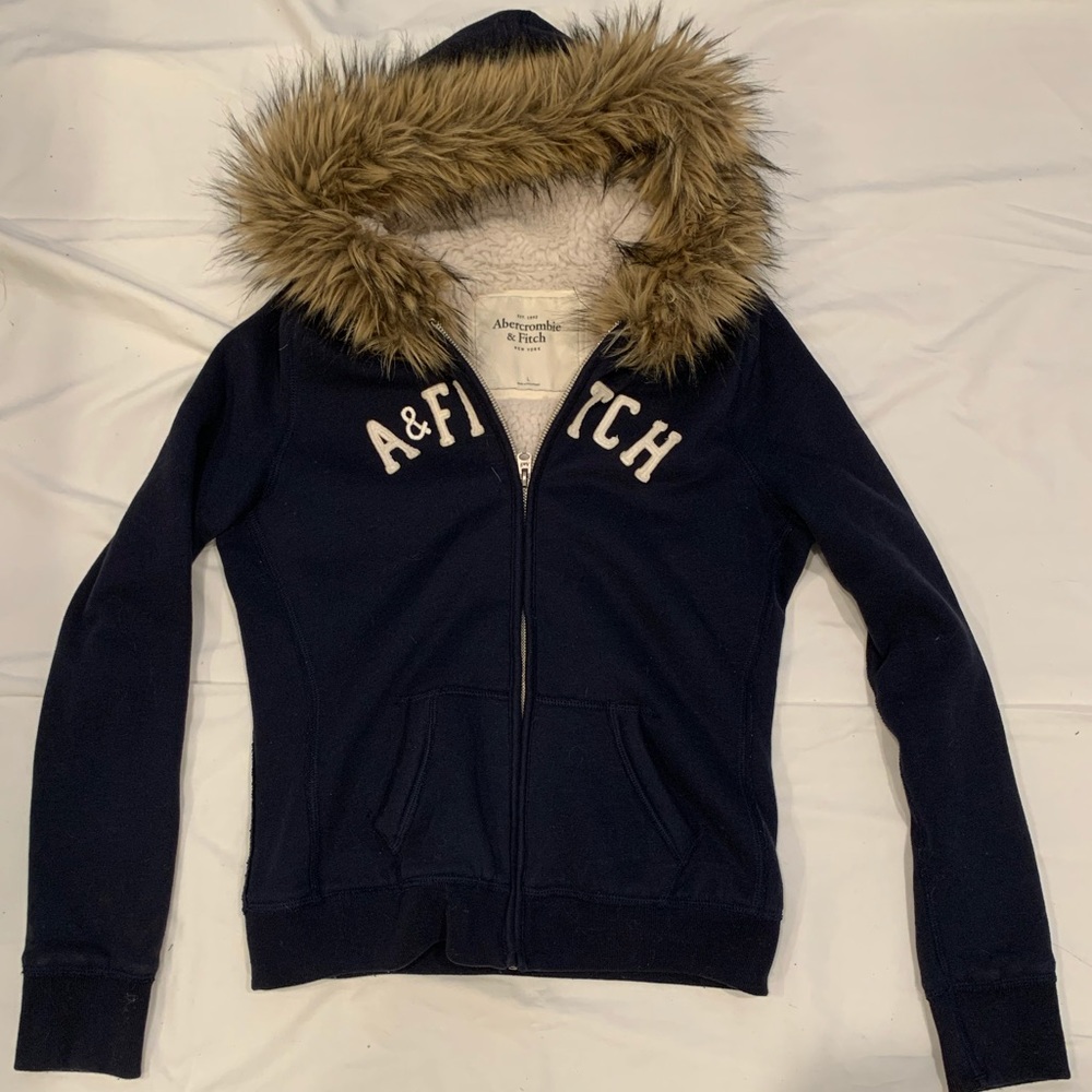 ABERCROMBIE & FITCH Fuzzy Jacket with Fur Hood
